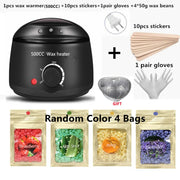 Electric 500cc   wax warmer  Hair Removal Wax- Heater Wax Beans 10pcs Wood Stickers Sets Waxing Kit cera depilator