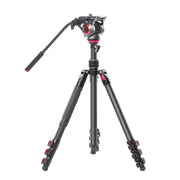 miliboo MUFP Carbon Fiber Lightweight Tripod Stand for Digital DSLR Camera 4 Section with Built-in Leveling Base 15° Tilt