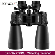 Borwolf 12-36X60 Binoculars BAK4 Prism FMC Optical Lens High Power Hunting Birdwatching Light night vision telescope