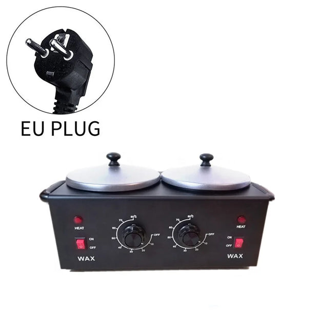 Black Double Pots Wax Warmer Professional Melted Wax Beads for Hair Removal,Fast Electric Wax Heater with Adjustable Temperature