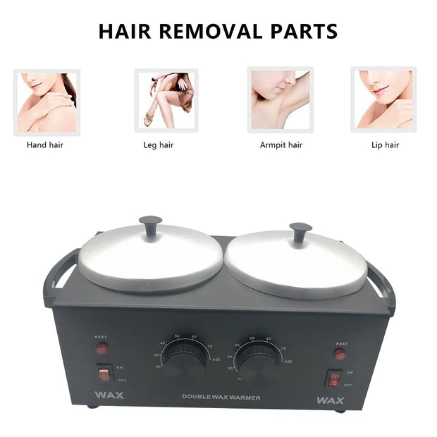 Electric Double Depilatory Wax melting Heater Machine For Hair Removal SPA Hand and Feet Epilator Hair Removal Tool For Salon