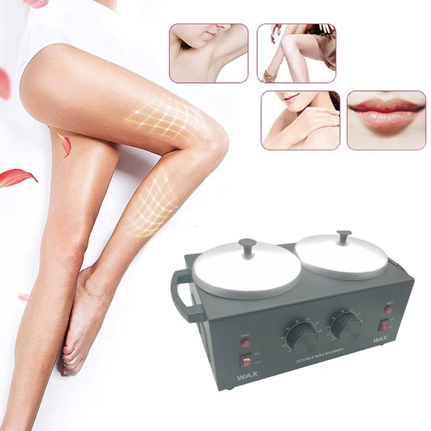 Electric Double Depilatory Wax melting Heater Machine For Hair Removal SPA Hand and Feet Epilator Hair Removal Tool For Salon