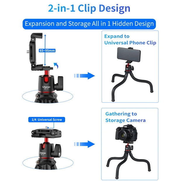 Ulanzi MT-11 Flexible Tripod For Phone DSLR Camera Stand With Remote Control Mini Octopus Legs For iPhone 13 14 Pro Max Holder