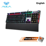 AULA F2088 Mechanical Gaming Keyboard Anti-ghosting 104 Brown Blue Switch Wired Mixed Backlight Keyboard for Game Laptop PC