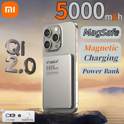 Xiaomi Super Slim Magnetic Power Bank 5000mAh Alloy Shell Battery Qi2 Fast Chargeing PowerBank For MagSafe iPhone Samsung HUAWEI