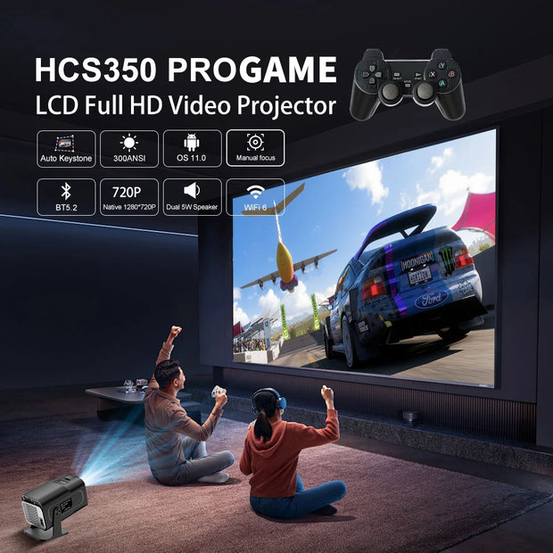 Salange HCS350 Pro Projector Include 2 Wireless Controllers 30000+ Games Support 4K 1080P Android11 for Cinema Outdoor Proyector