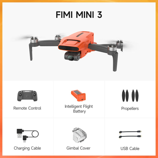 C0 FIMI MINI 3 Drone 4k Professional Camera GPS Brushless Quadcopter 2.4/5.8GHz 60fps AI Night Video 3-Axis Gimbal FPV RC Drone