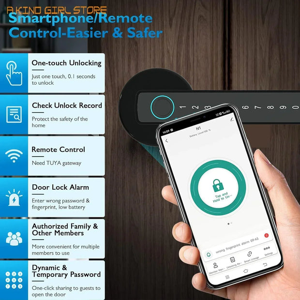 Smart Fingerprint Door Lock Biometric Door Lock with Smart APP Fingerprint Door Knob Remote Control with APP Smart Knob