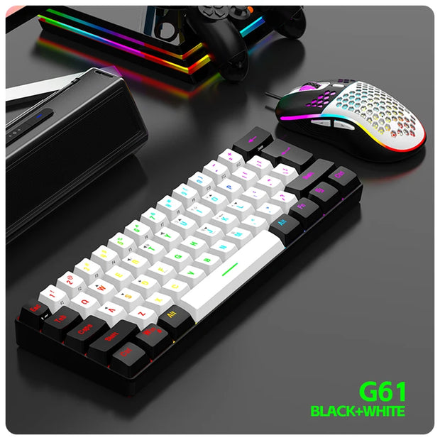 60% wired gaming keyboard, RGB backlight ultra compact mini keyboard, waterproof small compact 61 key keyboard for pc/Mac gamers