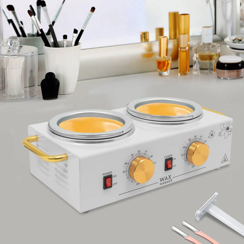 200W Electric Double Pot Wax Heater with Precise Switch Control Temperature Control (32-212℃) for Professional Skin Care