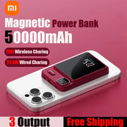 Xiaomi 50000mAh Magnetic Wireless Charger Power Bank Magsafe External Battery Fast Charging PowerBank For Android iPhone 15 16