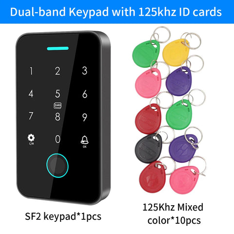 Dual RFID 125Khz+13.56MHz NFC Tuya Outdoor Fingerprint Access Control Keypad IP67 Waterproof Biometrics Door Opener with Gateway