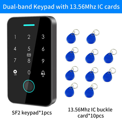 Dual RFID 125Khz+13.56MHz NFC Tuya Outdoor Fingerprint Access Control Keypad IP67 Waterproof Biometrics Door Opener with Gateway