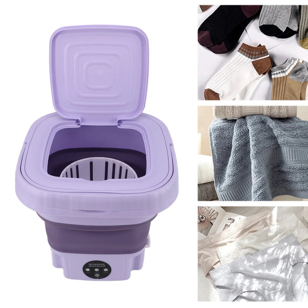 11L Portable Small Foldable Washing Machine with Spin Dryer For Socks Underwear Panties Washer Household Mini Washing Machine