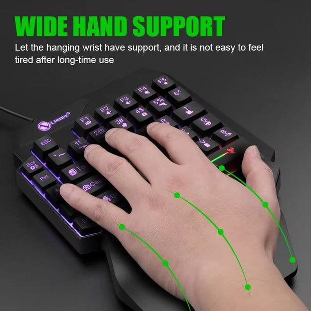 35keys One Handedly Single Hand Mini Gaming Keyboard Usb Ultra-slim Wired Backlight Keyboard for Laptop Desktop PC Smartphone