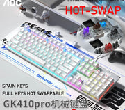 GK410 104 Full Keys Hot Swap Metal Panel Mechanical Keyboard RGB Light Green Black Tea Redaxis non-impact game computer keyboard