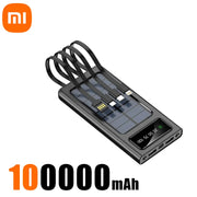 Xiaomi New Solar Power Bank 200000mA Large Capacity Mobile Power Fast Charging Battery With Dual USB 4 Cables For iPhone Samsung