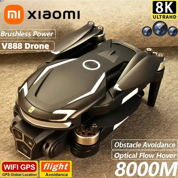 XIAOMI V888 Drone 4K GPS Triple Camera Professional Obstacle Avoidance Optical Flow Positioning Brushless Upgraded Quadcopter RC