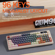 M96 Bluetooth Keyboard Wireless FREEWOLF Screen Gaming Keyboard,Electronic Screen, Multi-Device Connection,Ergonomics Gaming