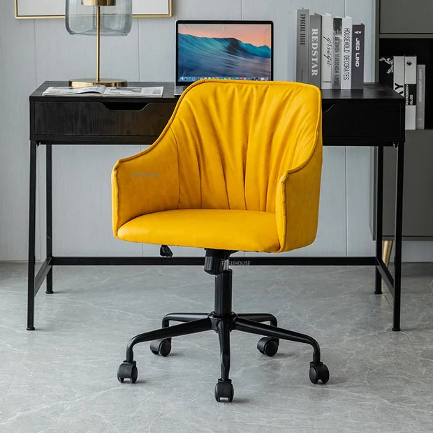 Nordic Leather Office Chairs For Office Luxury Gold Feet Computer Chair Sedentary Comfortable Backrest Swivel Desk Gaming Chair