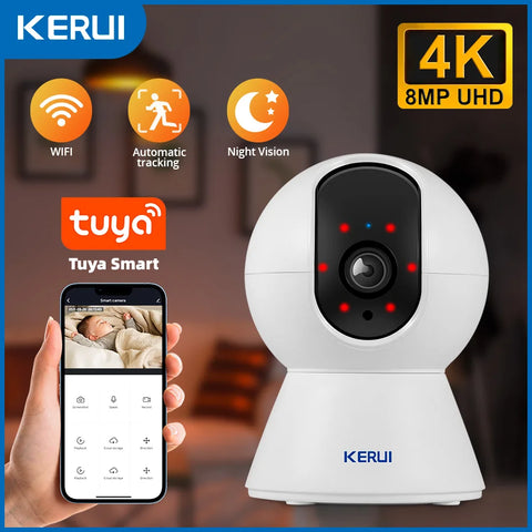 KERUI 5MP 4K Tuya Smart Mini WiFi IP Camera Indoor Wireless Home Security AI Human Detect CCTV Surveillance Camera Auto Tracking