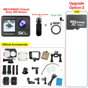 5K 4K60FPS Action Camera 2" Touch LCD 5X Zoom WiFi EIS Dual Screen 50MP 170° DVR Webcam 30M Waterproof Moto Helmet Sport Camera