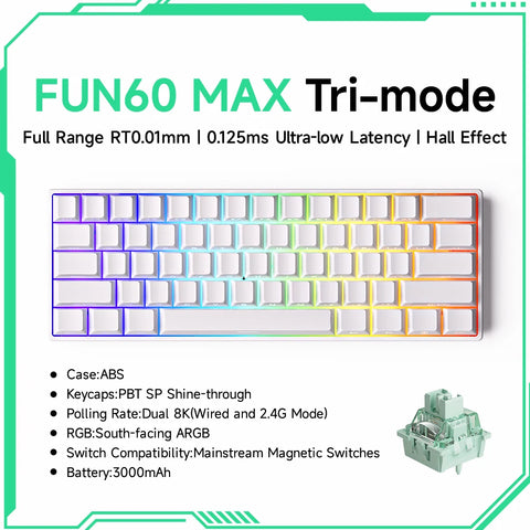 Akko MonsGeek FUN60 PRO&MAX HE Machanical Keyboard Magnetic Switch 60% Wireless Gaming Keyboard Rapid Trigger 8K Custom Keyboard