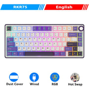 RK Royal Kludge R75 Gasket Wired Mechanical Keyboard 80 Keys RGB Backlit Hot-swappable Spanish Gamer Keyboard MDA PBT Keycaps