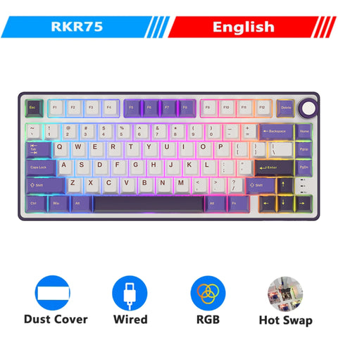 RK Royal Kludge R75 Gasket Wired Mechanical Keyboard 80 Keys RGB Backlit Hot-swappable Spanish Gamer Keyboard MDA PBT Keycaps