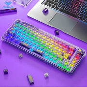 AULA F68 Mechanical Keyboard 2.4G Wireless/BT/Wired Transparent Keycaps For Colored Lights Work Gaming Keyboard W/ RGB Backlight