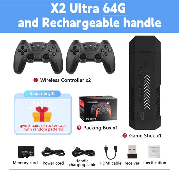 X2 Ultra Video Game Stick Console Or ONLY 2.4G Double Wireless Controller 4K HD30000 Games 128G Retro Games Christmas Gift