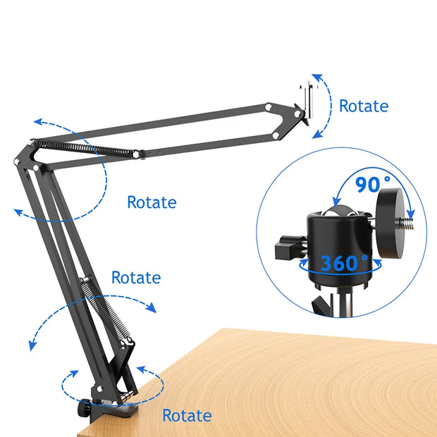 Overhead Tripod Mount for DSLR Camera Desktop Articulating Arm for Canon Nikon Sony Fuji Photography Recording Stand Holder