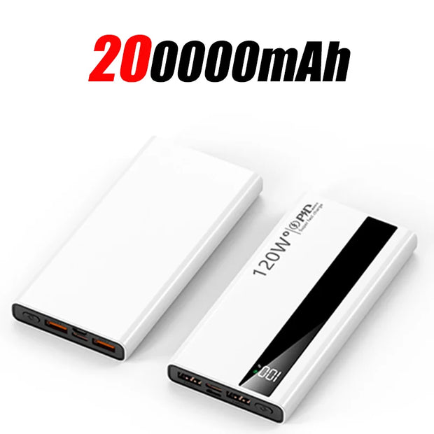 200000mAh 120W Power Bank Super Fast Charging Battery High Capacity Digital Display Power Bank For Xiaomi Iphone Samsung