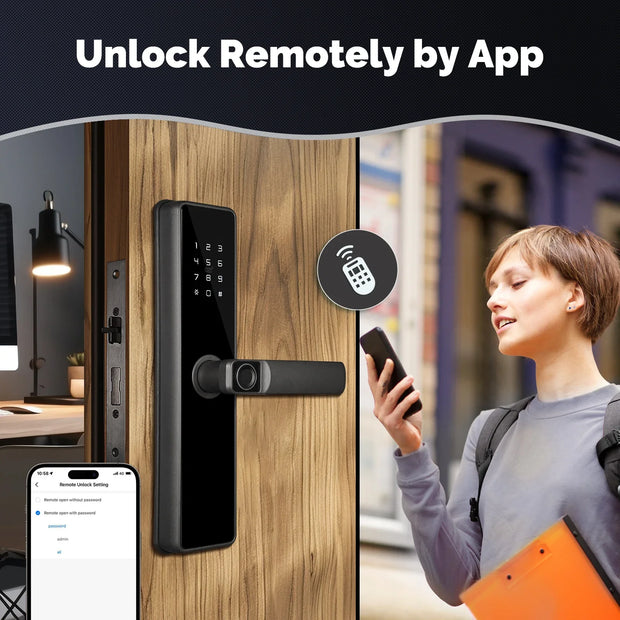 MOES Tuya ZigBee Smart Door Lock Indoor Password Fingerprint Remote Unlock Keycard Tamper Alarm Battery Powered Work With Alexa