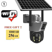 4K 8MP Sim Card Solar Camera comes free with a 256G memory Outdoor IP Cam Dual Screen Security Protection Wireless Surveillance