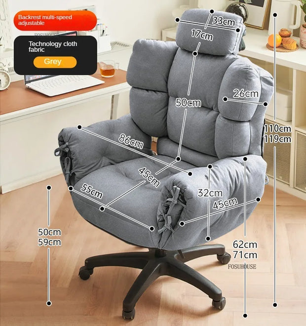 Velvet Lazy Office Chair for Bedroom Nordic Backrest Lift and Swivel Chairs Creative Comfortable Office Chairs for Gaming Room