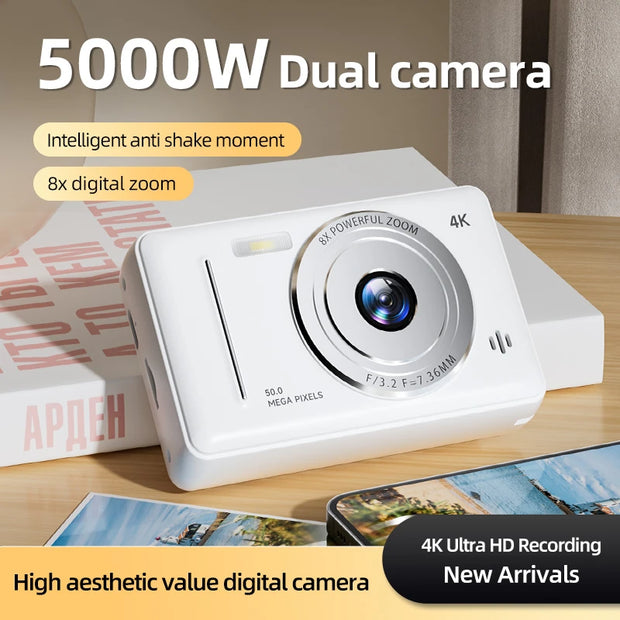 Xiaomi 4K Mini Digital Camera Retro CCD Sports Camera Entry-level Carema Dual HD Camera Flash 50 Million Pixels Auto Focus Gift