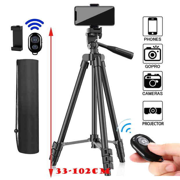 Phone Tripod 102cm Professional Video Recording DSLR Camera Photography Stand for Xiaomi HUAWEI iPhone Gopro with Selfie Remote