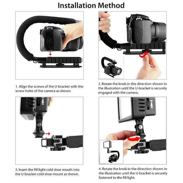 PULUZ U/C Shape Portable Handheld DV Bracket Stabilizer for All SLR Cameras and Home DV Camera