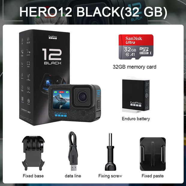 GoPro HERO12 Black Action Camera HyperSmooth6.0 5.3K60fps Video 27MP Go Pro12 helmet Sport Camera