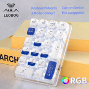 LEOBOG K21 Mini Number Keyboard 21 Transparent Key Mechanical Numeric Keypad 3 Mode Numpad 600mAh Gaming Keyboard With RGB Light