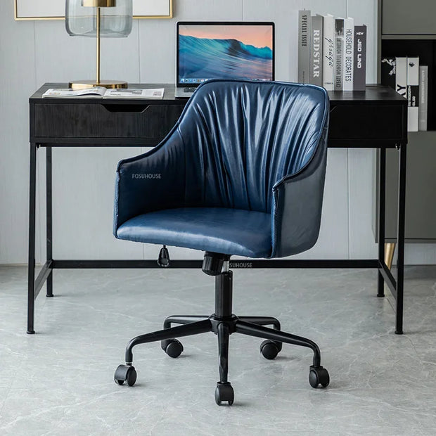 Nordic Leather Office Chairs For Office Luxury Gold Feet Computer Chair Sedentary Comfortable Backrest Swivel Desk Gaming Chair