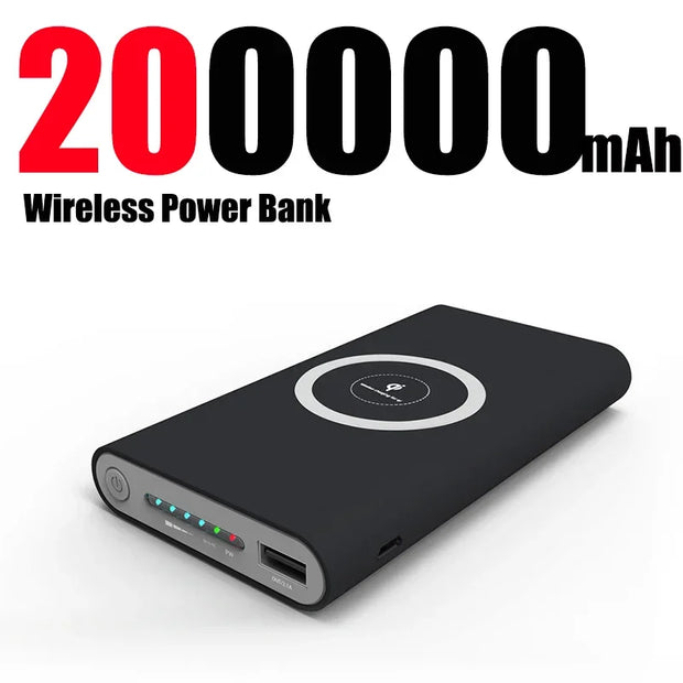 200000mah Power Bank Two-way Wireless Fast Charging Powerbank Portable Charger Type-c External Battery For Samsung Iphone Xiaomi