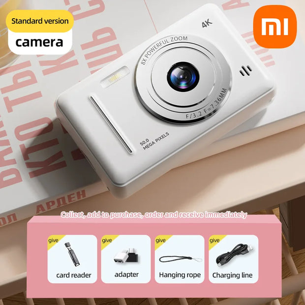 Xiaomi 4K Mini Digital Camera Retro CCD Sports Camera Entry-level Carema Dual HD Camera Flash 50 Million Pixels Auto Focus Gift