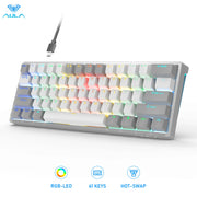 AULA RGB 60 Percent Wired Gaming Mechanical Keyboard Mini Compact USB Hot-Swappable Keyboards with Brown Switches for PC Laptop