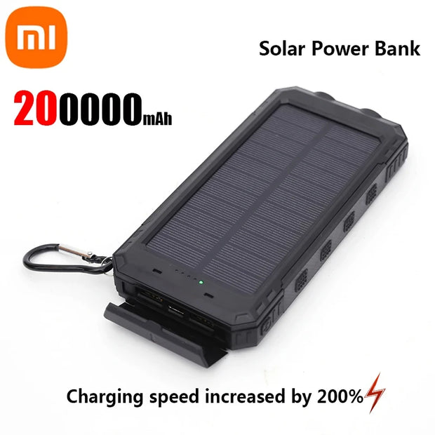 Xiaomi Solar 200000mAh Power Bank Portable Large Capacity Charger Compatible with IOS Android USB-A and USB-C Fast Charging