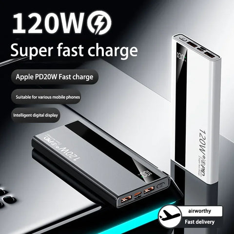 200000mAh 120W Power Bank Super Fast Charging Battery High Capacity Digital Display Power Bank For Xiaomi Iphone Samsung