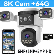 10K Security Protection WiFi6 Camera Outdoor Four Screen 20MP CCTV External IP Cam 10X Zoom 8K 15MP Video Surveillance Camera