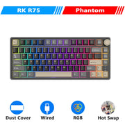 RK Royal Kludge R75 Gasket Wired Mechanical Keyboard 80 Keys RGB Backlit Hot-swappable Spanish Gamer Keyboard MDA PBT Keycaps