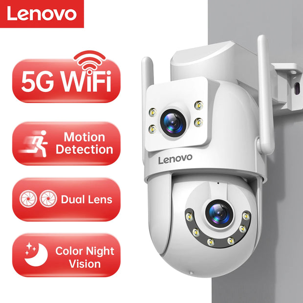 Lenovo 4MP HD Wifi PTZ Camera Outdoor 4MP Dual Lens Dual Screen Auto Tracking Security IP Camera CCTV Audio Video Surveillance